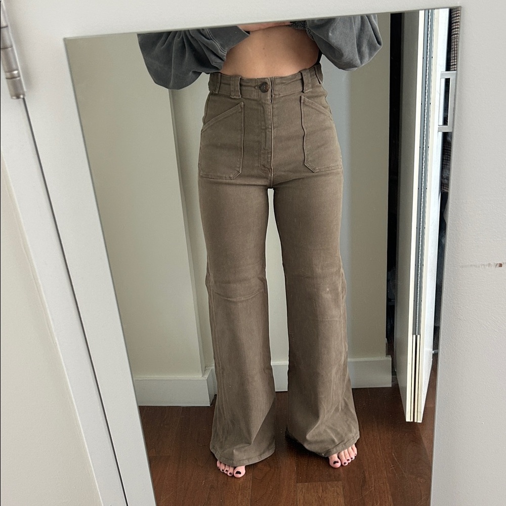 MOTHER Taupe/Olive High-Rise jeans